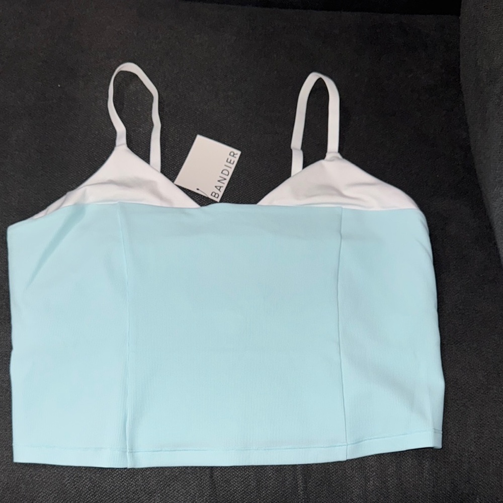 Bandier Women's Light Blue and White Top
